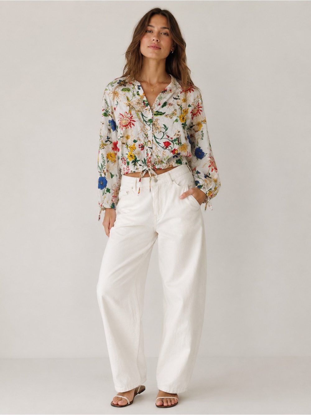 Marc New York Floral Multicolor Thin Vines Top